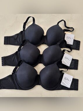 Bali Beauty Full Figure Underwire T-Shirt Bra Black 36D NWT Smoothing